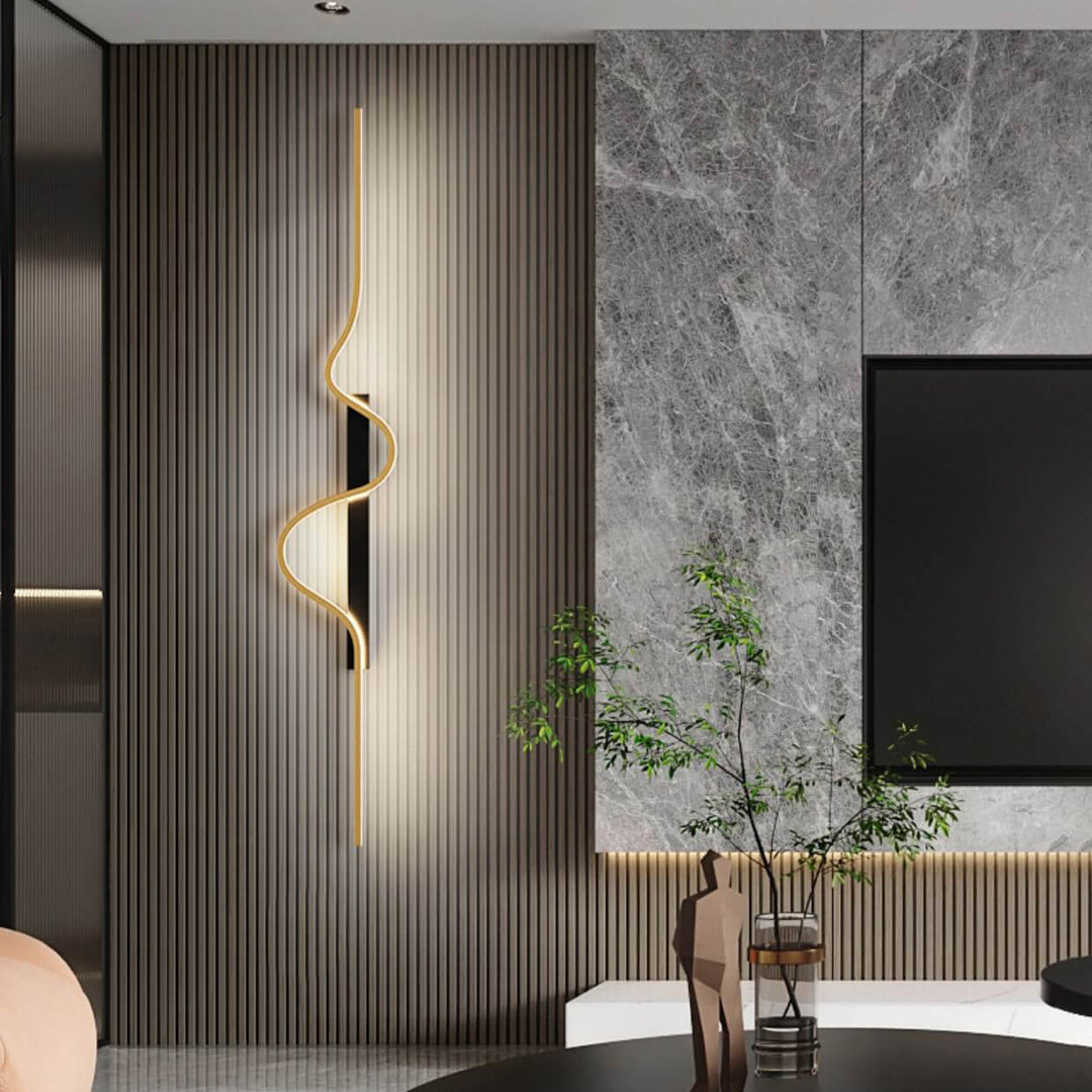 Modern Minimalist Long Wave Design Aluminum Iron LED Wall Sconce Lamp For Living Room