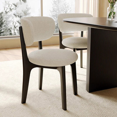 Silla de comedor sin brazos contemporánea de simplicidad redonda con respaldo de marco de madera de terciopelo suave para comedor 