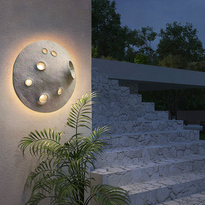 Contemporary Creative Waterproof Lunar Concrete LED Wall Sconce Lamp For Garden