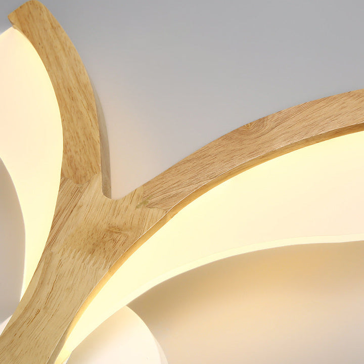 Applique murale LED en bois incurvé japonais traditionnel avec acrylique pour chambre 