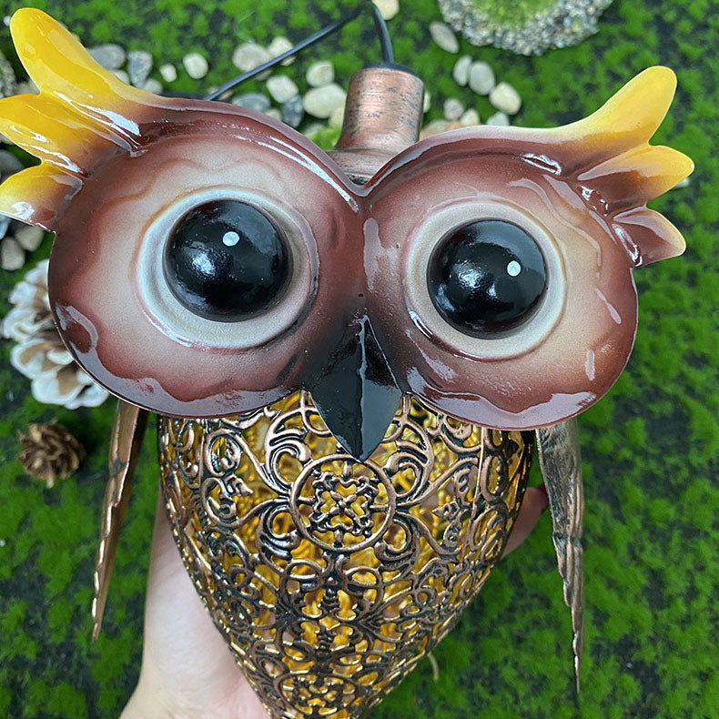 Solar Decorative Owl Iron LED Hanging Outdoor Landscape Light