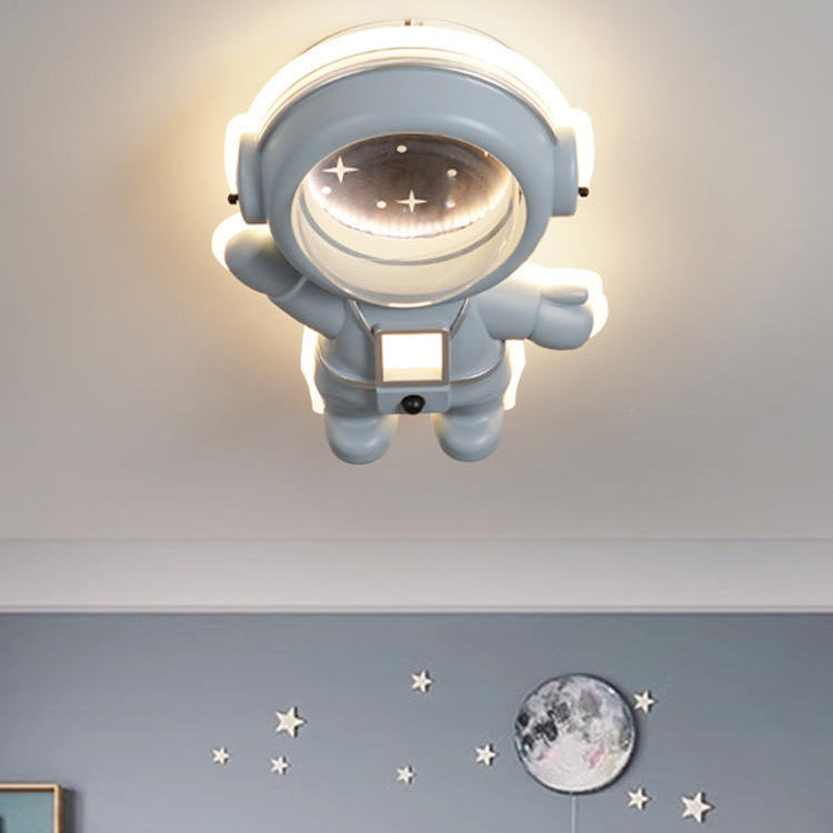 Luz de techo empotrada astronauta de resina acrílica metálica creativa contemporánea para dormitorio 
