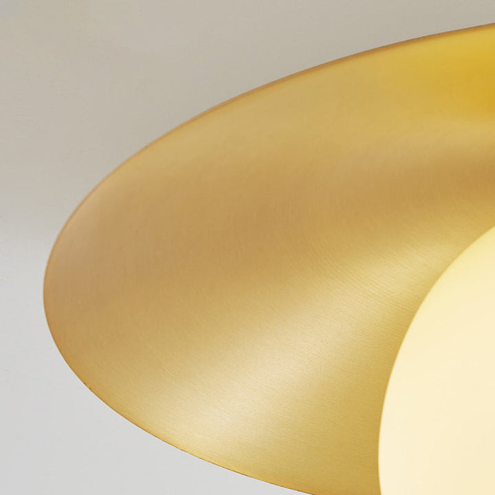 Plafonnier semi-encastré contemporain nordique rond en verre et cuivre avec 1 lumière pour couloir 