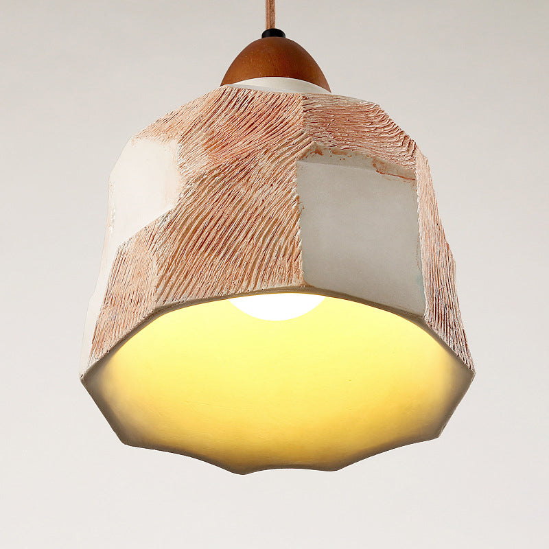 Suspension luminaire contemporain en ciment polygonal à dôme industriel à 1 lumière pour salon 