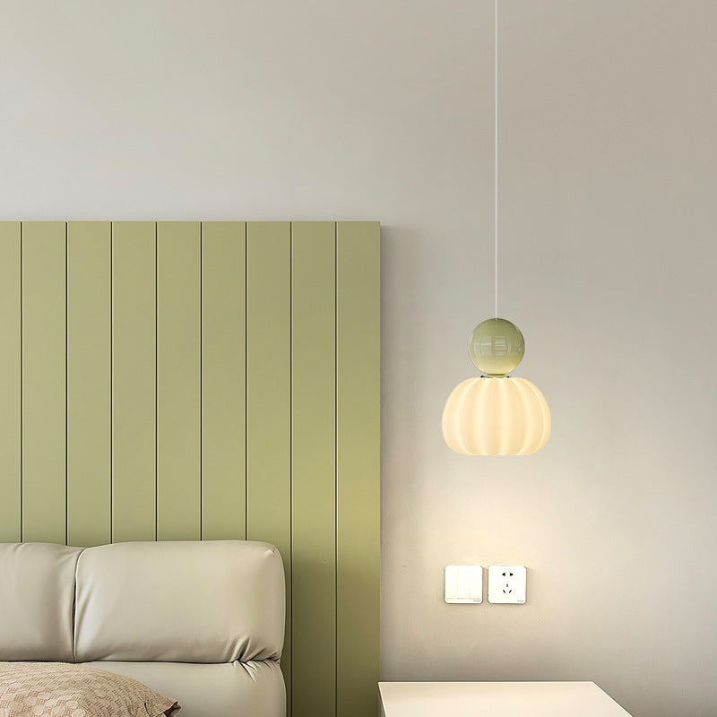 Suspension LED avec abat-jour en PE citrouille de simplicité contemporaine et boule en fer pour chambre 