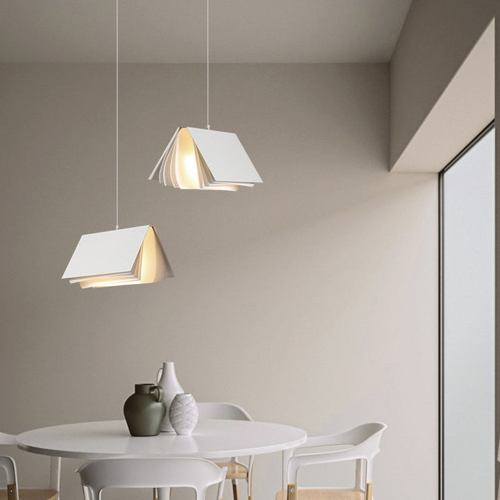 Contemporary Creative Book Shape Iron PC Fabric 1-Light Pendant Light For Living Room
