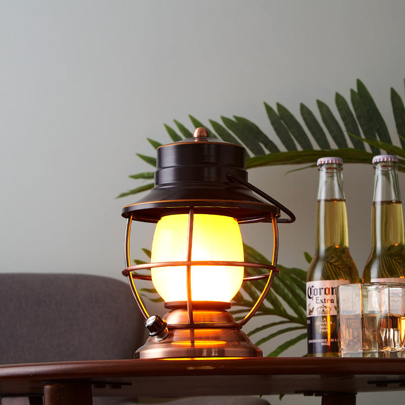 Lampe de table LED cylindrique en acrylique fer rechargeable étanche de style ferme traditionnelle pour salle de divertissement 