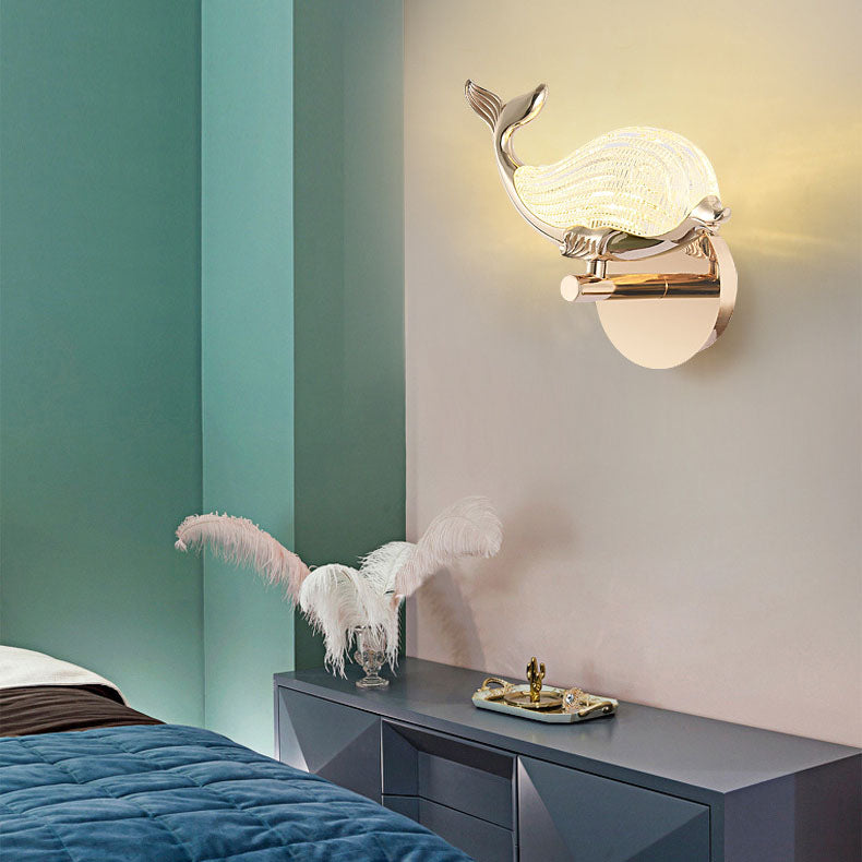 Nordic Light Luxury Creative Aluminum Whale LED Wall Sconce Lamp