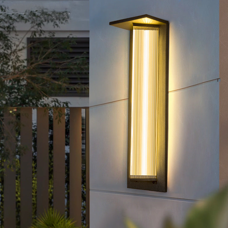 Zeitgenössische Einfachheit Edelstahl Acryl Schatten LED Wasserdichte Wand Leuchte Lampe Für Outdoor Terrasse 