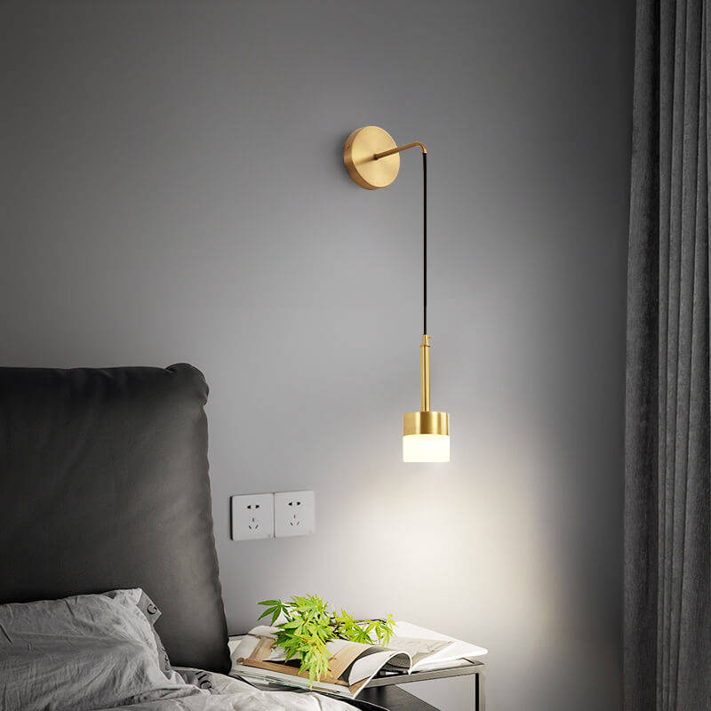 Modern Minimalist Copper Acrylic Cylinder LED Wall Sconce Lamp For Bedroom