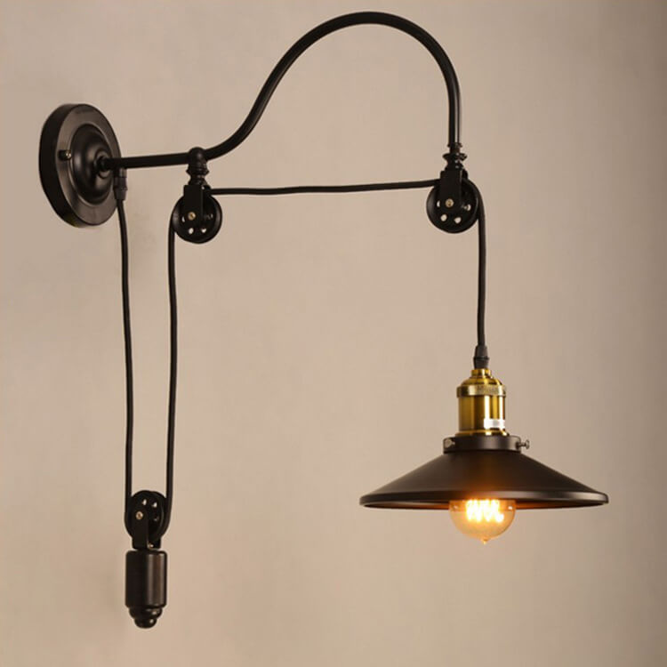 Contemporary Industrial Iron Round 1-Light Wall Sconce Lamp For Hallway
