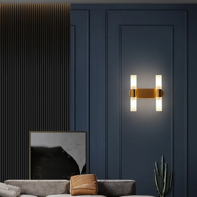 Zeitgenössische nordische Kupfer Acryl Zylinder Ball 1/2/4 Licht Wandleuchte Lampe für Wohnzimmer 