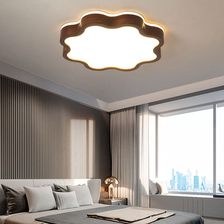 Luz de techo LED de montaje empotrado de acrílico y madera en forma de ciruela creativa contemporánea para dormitorio 