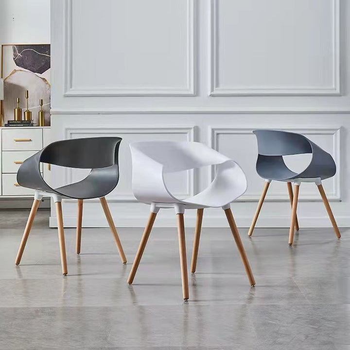 Contemporary Creative Half Round Twisted PP Beech Wood Chair Backrest For Living Room