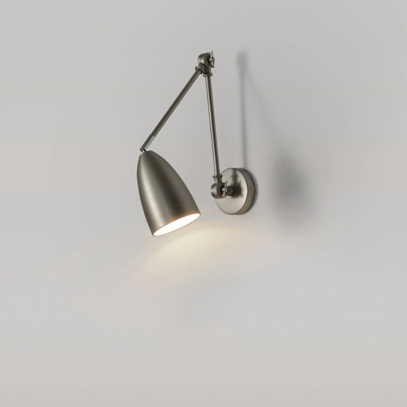 Contemporary Industrial Retractable Swivel Rocker Arm Iron 1-Light Wall Sconce Lamp For Bedroom