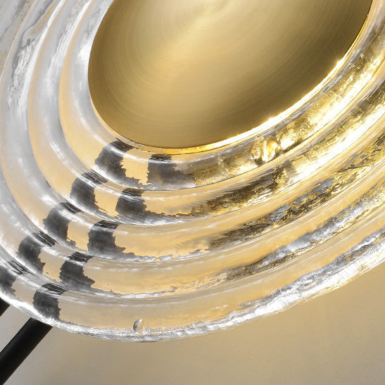 Zeitgenössische nordische runde Wasserkräuselungsglas-Eisen-LED-Wandleuchterlampe für Wohnzimmer