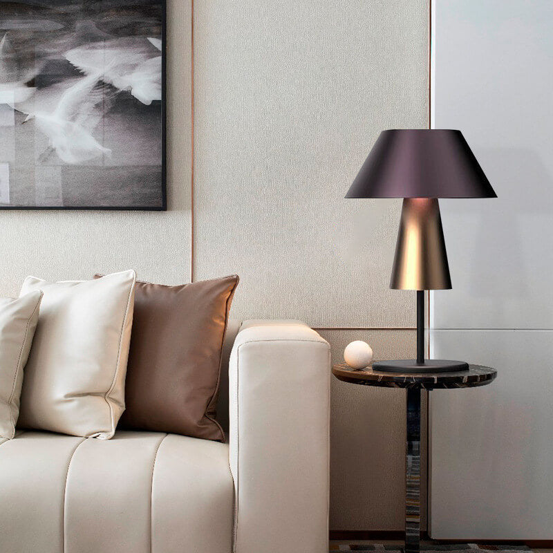 Modern Luxury Drum Cone Fabric Iron 1-Light Table Lamp for Bedroom