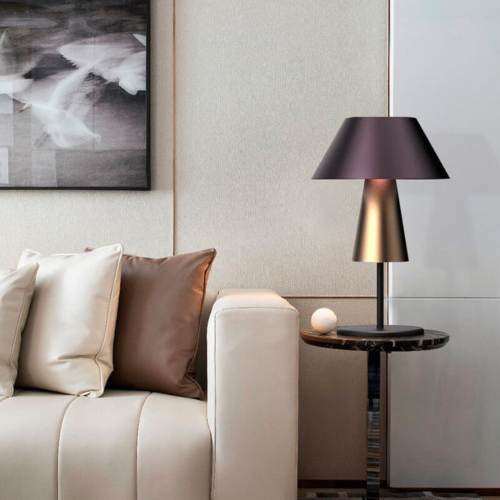 Modern Luxury Drum Cone Fabric Iron 1-Light Table Lamp for Bedroom