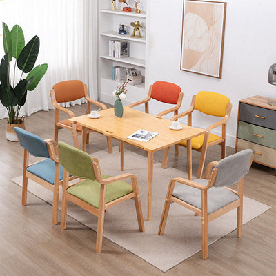 Chaise de salle à manger en tissu moderne simplicité bois éponge carrée dossier accoudoir pour salle à manger 