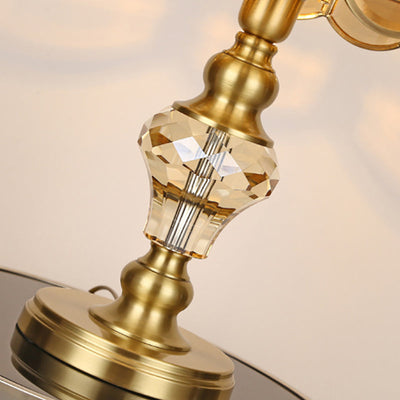 Zeitgenössische Luxus-Regenschirm-Kupfer-Kristallglas-1-Licht-Tischlampe für Schlafzimmer 