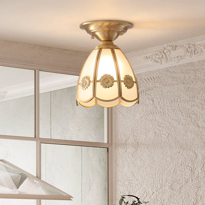 Moderne einfache Deckenleuchte aus Vollkupfer in Blumenform mit 1 Licht 