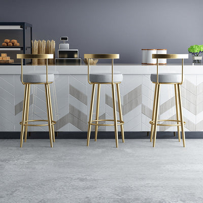 Tabouret de bar rond en fer minimaliste moderne avec dossier et repose-pieds pour cuisine 
