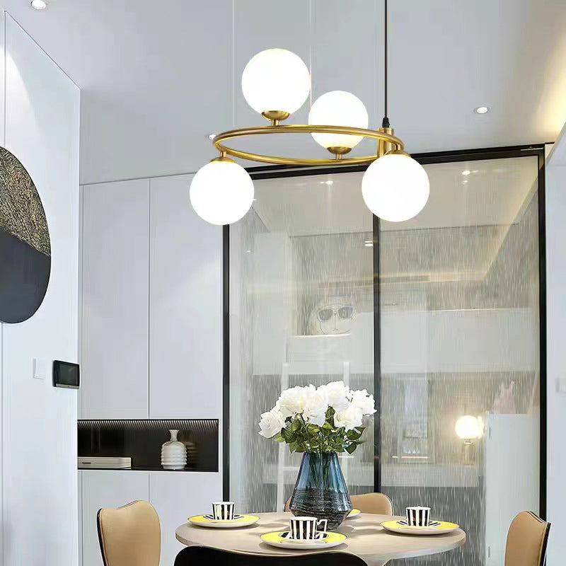 Cercle créatif contemporain en fer et verre avec 4/6 lumières pour salon 