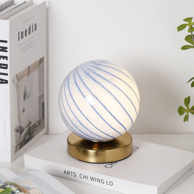 Lampe de table LED rechargeable en verre fer à rayures planète simplicité moderne pour chambre à coucher 