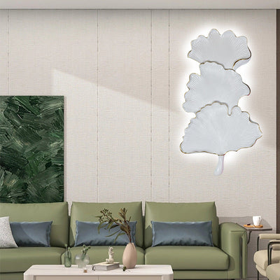 Applique murale LED en résine à feuille de ginkgo nordique contemporaine pour salon 