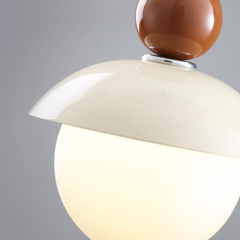 Lámpara Colgante de 1 Luz de Vidrio de Hierro con Globo Redondo Minimalista Moderno para Dormitorio 