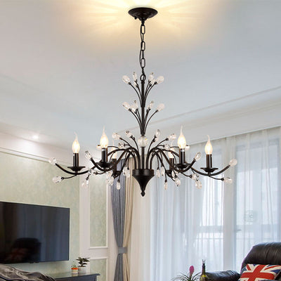 Vintage Rustic Black Iron Candelabra 3/6/9/12-Light Chandelier