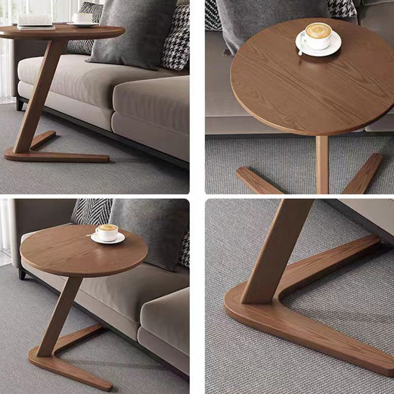 Table basse contemporaine nordique ronde triangulaire en bois d’hévéa pour salon 
