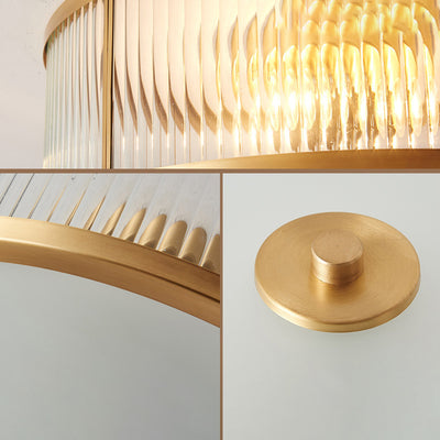 Traditional European Round Copper Glass 3/4/6 Light Flush Mount Ceiling Light For Living Room