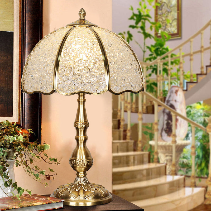 Moderne Luxus-Halbkugel-Schirm Tischlampe aus Vollkupfer mit Kristall und 1 Licht für das Schlafzimmer 