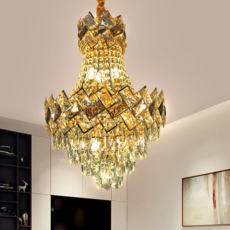 Lámpara de Araña de Cristal de Lujo Contemporáneo con 9/12 Luces para Sala de Estar 