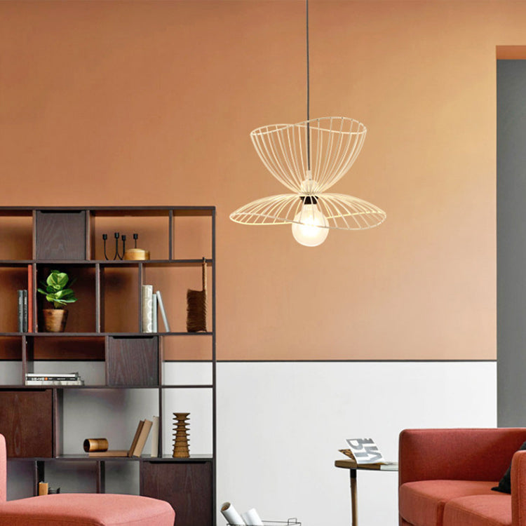Lustre suspendu contemporain nordique à vague irrégulière ronde en fer avec 1 lumière pour salon 