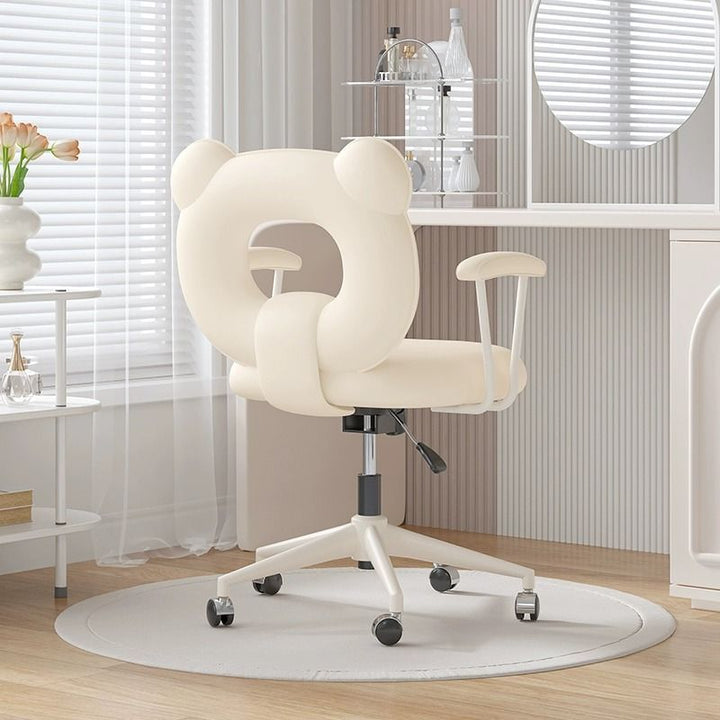 Contemporary Nordic Cat Scratching Leather Steel Iron Sponge Bear Square Desk Chair Backrest Armrest Adjustable For Home Office
