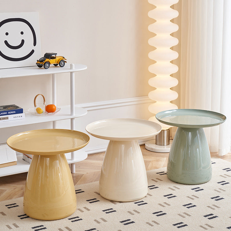 Mesa de café contemporánea creativa redonda de cono de plástico PET para sala de estar 