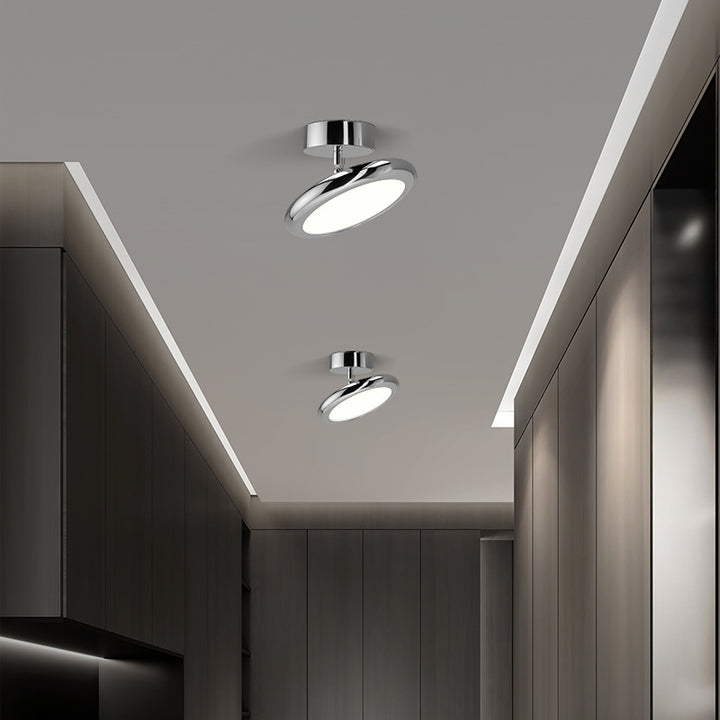 Moderne minimalistische runde Scheibe Orb Eisen Acryl LED Halb-Flush-Montage Deckenleuchte für den Flur 