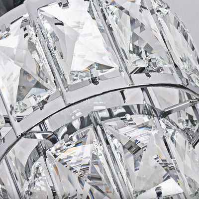 Zeitgenössische Luxus-Deckenleuchte mit Edelstahlrahmen und doppelten Kristallringen, 1-flammig, halbbündige Montage, für Wohnzimmer 