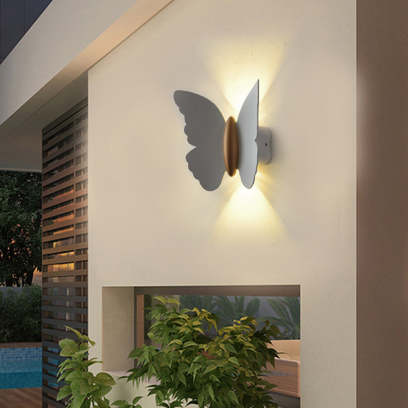 Applique Murale LED Extérieure en Aluminium Étanche Minimaliste Moderne avec Papillon pour Patio Extérieur 