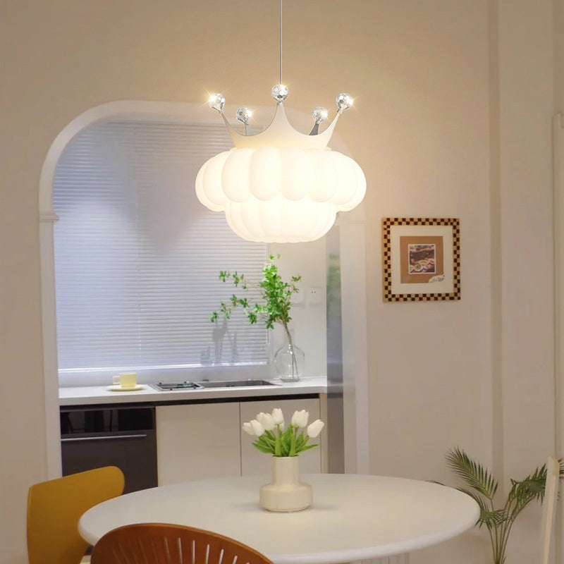 Lámpara colgante LED de cristal con corona de nube creativa contemporánea para dormitorio 