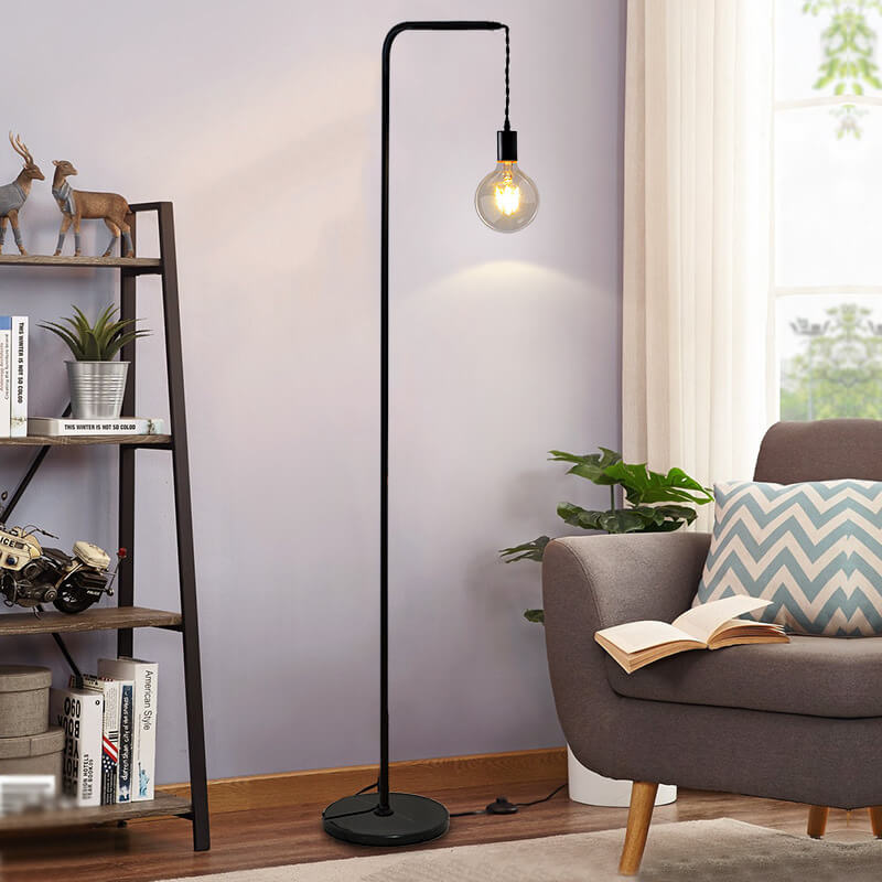 Modern Minimalist Black Iron Long Pole 1-Light Standing Floor Lamp