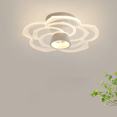 Modern Minimalist Round Rose Flower Iron Acrylic LED Flush Mount Ceiling Light For Living Room