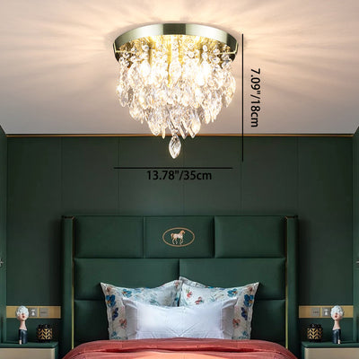 Lustre de plafond semi-encastré à 1 lumière avec carillon éolien en cristal et métal contemporain de luxe pour salon 