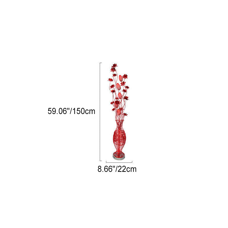 Contemporary Creative Vase Flower Design Aluminum LED Standing Floor Lamp for Living Room