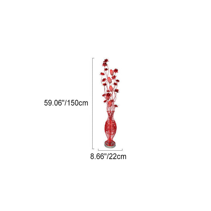 Contemporary Creative Vase Flower Design Aluminum LED Standing Floor Lamp for Living Room