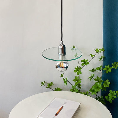 Modern Simplicity Round Iron Aluminum Glass 1-Light Pendant Light For Living Room