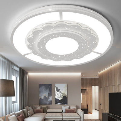 Zeitgenössische Einfachheit Sternenhimmel Dekor Blume Rand Acryl Runde Schatten LED Unterputz Deckenleuchte Für Wohnzimmer 