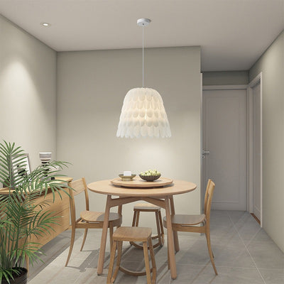 Modern Art Deco Imitation Feather Tiered Acrylic Shade 1/5-Light Pendant Light For Bedroom